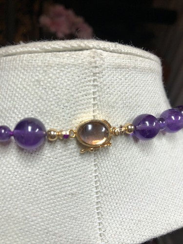 12. Vintage 925 Sterling GF Carved Amethyst Beaded Necklace Clip Earrings Set - 第 24/24 張圖片
