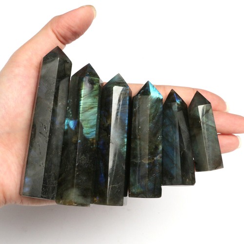 Labradorite Crystal Healing Tower Point Natural Obelisk Wand Quartz Stone 4-10cm - Picture 3 of 17