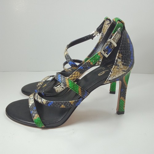 Mix n. 6 tacchi in pelle di serpente con cinturini, taglia 8M, neri, bianchi
