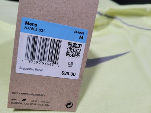 Nike Men’s Dri Fit Miler Running Training Shirt AJ7565-331 Reflective Yellow - Picture 6 of 10