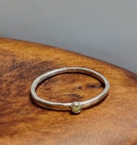Sterling silver stacking ring with 2mm cubic zirconia , all sizes, - Picture 32 of 35