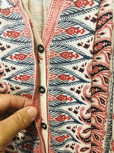 Lucky Brand Damen Top mit Knopfleiste Gr. Small S rot elfenbein blau geblümt Paisley " - Bild 4 von 8