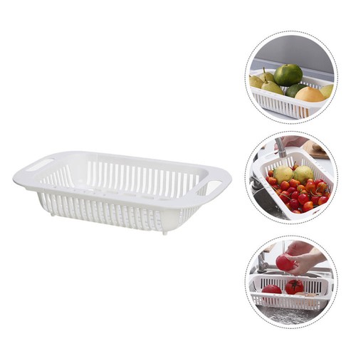 White Plastic Drain Basket Strainer Bowl for Half Sink Kitchen Colander - Picture 2 of 12