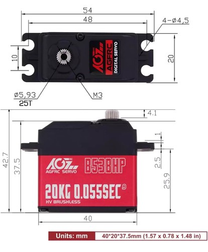 AGFRC High Speed Brushless Steering Premium Digital Servo Motor B53BHP V2 - Picture 3 of 4