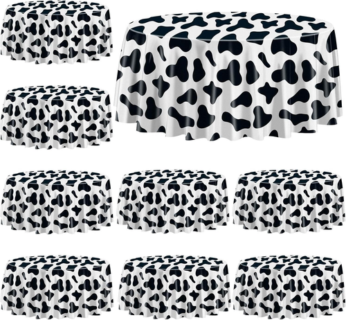 Cow Print Tablecovers, round Cow Print Plastic Tablecloths, Farm Animal Party Su - Picture 8 of 15
