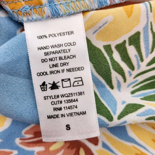 Anthropologie Pleione Womens Size Small Leaf Print Blouse Sleeveless Blue Yellow - Picture 7 of 7