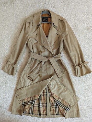 Burberry Vintage Women's Check Haymarket Cotton Blend Trench Coat UK 16 / UK 18 - Picture 1 of 15