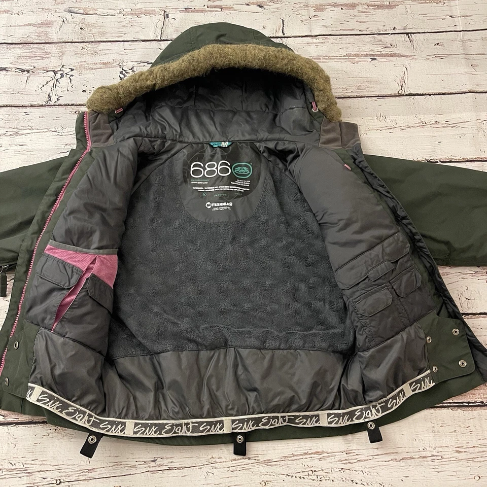 Chaqueta parka para mujer 686 Airhart #3 talla mediana verde invierno esquí Foto 2 de 4