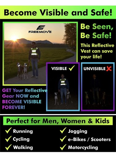 Reflective Vest Running Gear + 2 Bands & Bag/Ultralight & Comfy Safety Vests XL - Picture 6 of 9