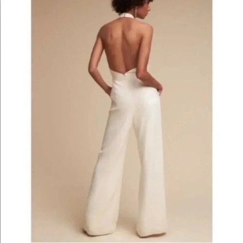 NWT BHLDN Jill Stuart Mara Jumpsuit in Ivory White Wedding Bridal Wide Leg 0 - Picture 3 of 11