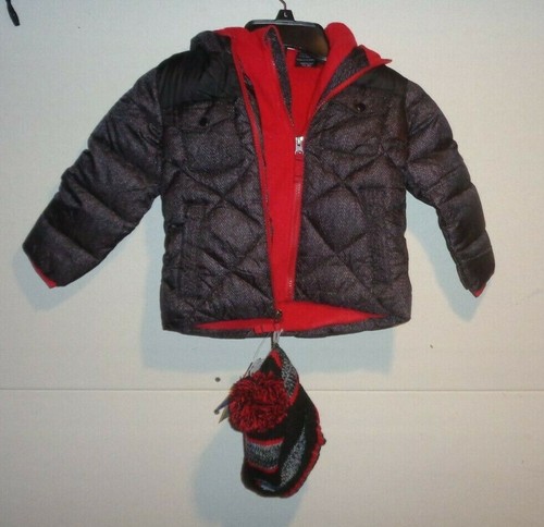 Chaqueta Abrigo Tejido Snozu Niños Capucha Puffer Negro Talla 3T - Imagen 1 de 2