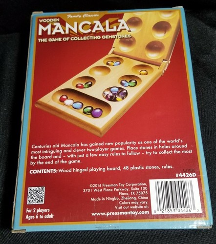 Mancala Game Set Pieghevole in Vero Legno, Pietre Multicolore di Pressman - Sigillato, Nuovo - Foto 3 di 5