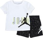 NIKE AIR JORDAN BOY’S 2PC SET WHITE SHORT SLEEVE TSHIRT + BLACK SHORTS 24MONTHS