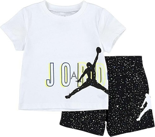 NIKE AIR JORDAN BOY’S 2PC SET WHITE SHORT SLEEVE TSHIRT + BLACK SHORTS 24MONTHS - Picture 1 of 2