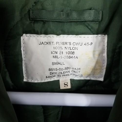 Vtg Military Jacket Flyer's CWU 45-P Insulated 10 Patches Naval Aviation Fighter - Picture 14 of 24