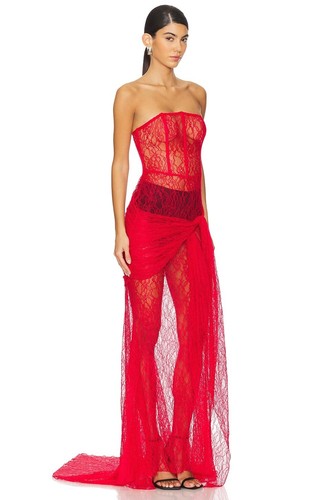 Vestido corsé de encaje Revolve Kim Shui rojo talla S nuevo precio de venta sugerido por el fabricante $380 - Imagen 2 de 8