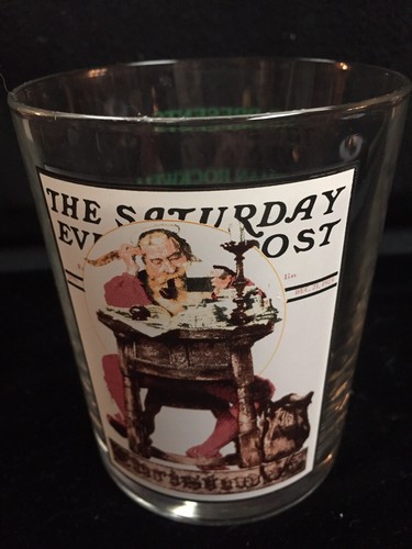 The Saturday Evening Post Santa Reading Letter Whiskey Glass Rockwell Collection - Picture 1 of 8
