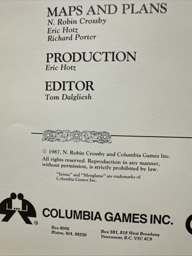Menglana Kingdom Module Invinia 5102 Columbia Games with Color Map Inserts 1987 - Picture 4 of 18