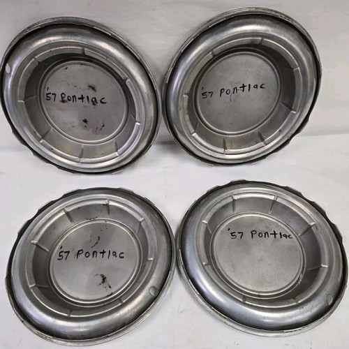 1957 Pontiac Star Chief Chieftain Safari 14inch Stainless Steel Hub Caps OEM GM - Picture 17 of 18