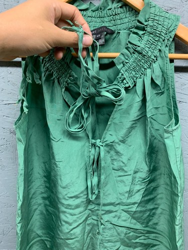 Marc by Marc Jacobs Green Ruffle Sleeveless Silk Tank Top Size XS - Picture 3 of 8