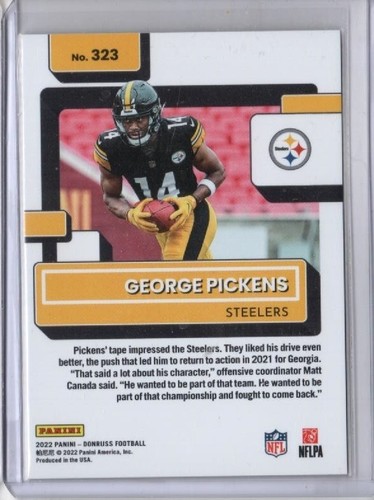 2022 Panini Donruss George Pickens Rated Rookie RC Gold Press Proof Card #323 - Bild 2 von 2
