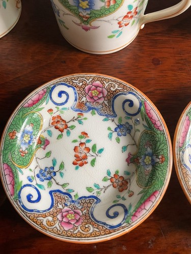 Antike Minton Kaffeedosen und Untertassen x 6,19. Jahrhundert, 6 cm groß, 2 Untertassenchips - Bild 7 von 24