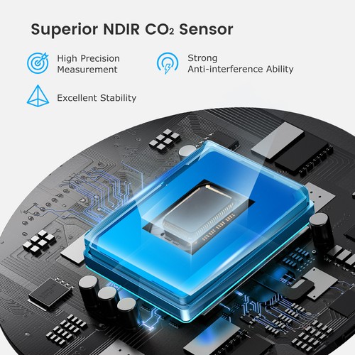 Tragbarer CO2-Detektor Mini Innenmonitor NDIR Sensor Alarm Kalibrierung LCD Zuhause - Bild 7 von 9