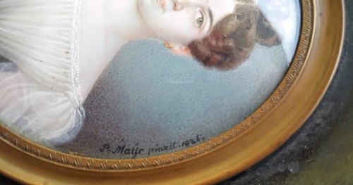 Peter Mayr (1758-1836) "Lady in Empire Gown", Fine Miniature Painting Dated 1826 - Picture 3 of 7