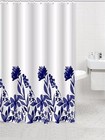 CottonShower Curtain Kaya Home White and Blue Floral 72x72