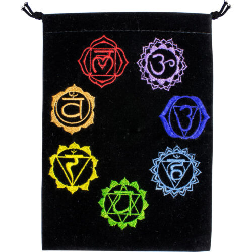 Colorful 7 Chakras Black Velveteen Tarot, Crystal or Rune Bag! - Picture 2 of 2