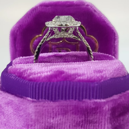 2.21 TCW Pear Moissanite Halo Split Shank Engagement Ring 1 4K White Gold Plated - Picture 3 of 8
