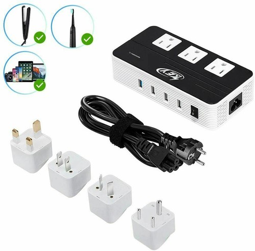 220V / 110V Multifunktion Step Down Spannungswandler Strom 3 Steckdosen mit 4 USB - Bild 1 von 7