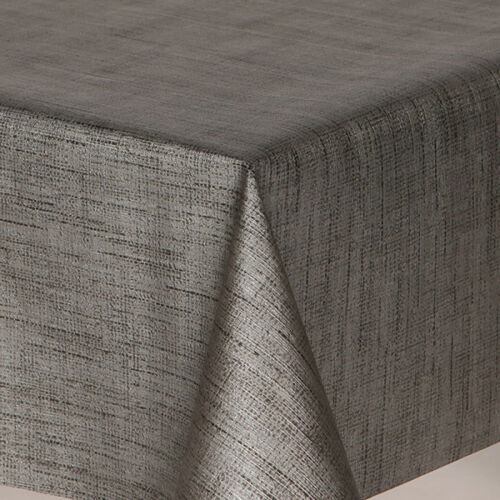 Plain Striped Textured Feel Metallic Black PVC Plastic Vinyl Table cloth Dining - Picture 7 of 11