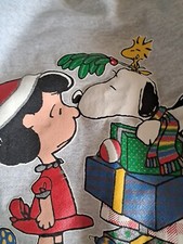 Peanuts Christmas Sweatshirt Vintage 90s Snoopy Lucy Made In USA Woodstock XL