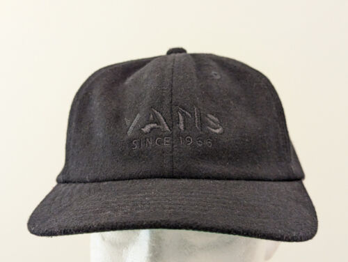 Vans Strapback Hat Adult Fleece Wool Cap Off The Wall Embroidered Dad Blackout - Picture 2 of 13