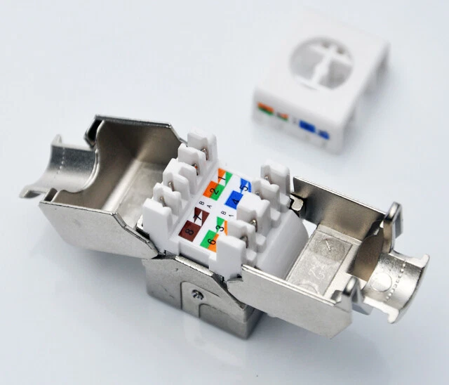 CAT6a Shielded Keystone Jack Plug Tool Free RJ45 Wall Panel Modular Mount Socket - image 3 of 4
