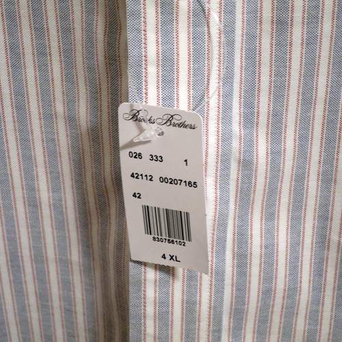 Brooks Brothers Shirt Mens 4XL New Long Sleeve Button Non-Iron Blue White Stripe - Picture 5 of 6