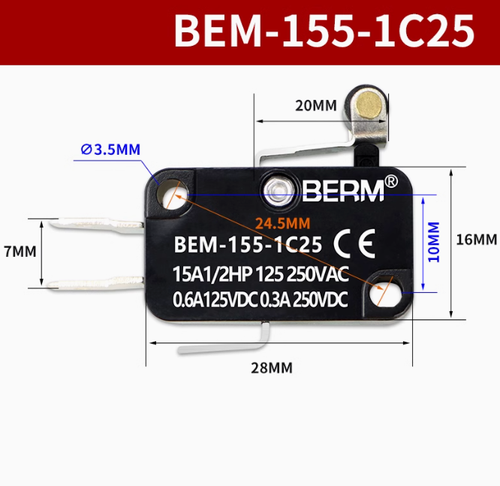 V-15/152/153/154/155/156-1C25 Mikroschalter Mikrowelle Backofen Schalter BEM-155 - Picture 11 of 13