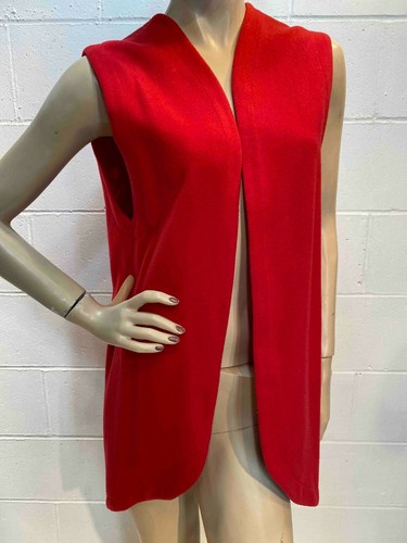 S/M Vtg 60s Cashmere Wool Long Vest USA Adde of California Red Swing Topper