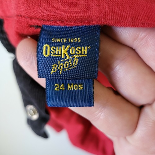 Osh Kosh Bib Overalls Black Corduroy 24mo Baby Toddler Unisex Red Fabric Lined - Bild 5 von 8