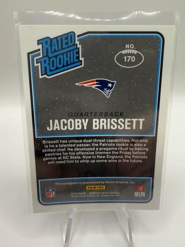 2016 Donruss Optic Jacoby Brissett RC Bronzo Holo Auto #170 Rated Rookie - Foto 2 di 2