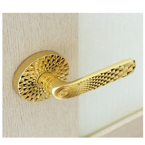 Gold Color Push Button Type Lever Handle Door Locks Bedroom