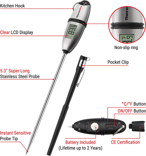 TP-02S Instant Read Meat Thermometer Digital Cooking Food Thermometer with  - Picture 8 of 9