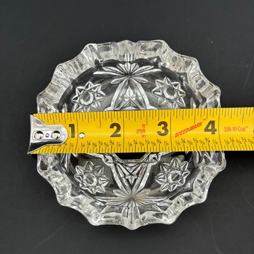 Klobiges klares Glas Aschenbecher Set Blumen gepresst Menge 3 Cottage Core Oma Vintage - Bild 4 von 4