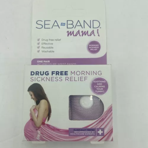 Sea-Band Mama Drug Free Morning Sickness Relief Wristband 1 Pair "Case Included"