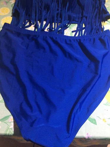 Women’s sz 3XL XXXL Fringe Cobalt blue Bikini Swim suit Padded bra NEW 2 pc. set - Picture 7 of 10