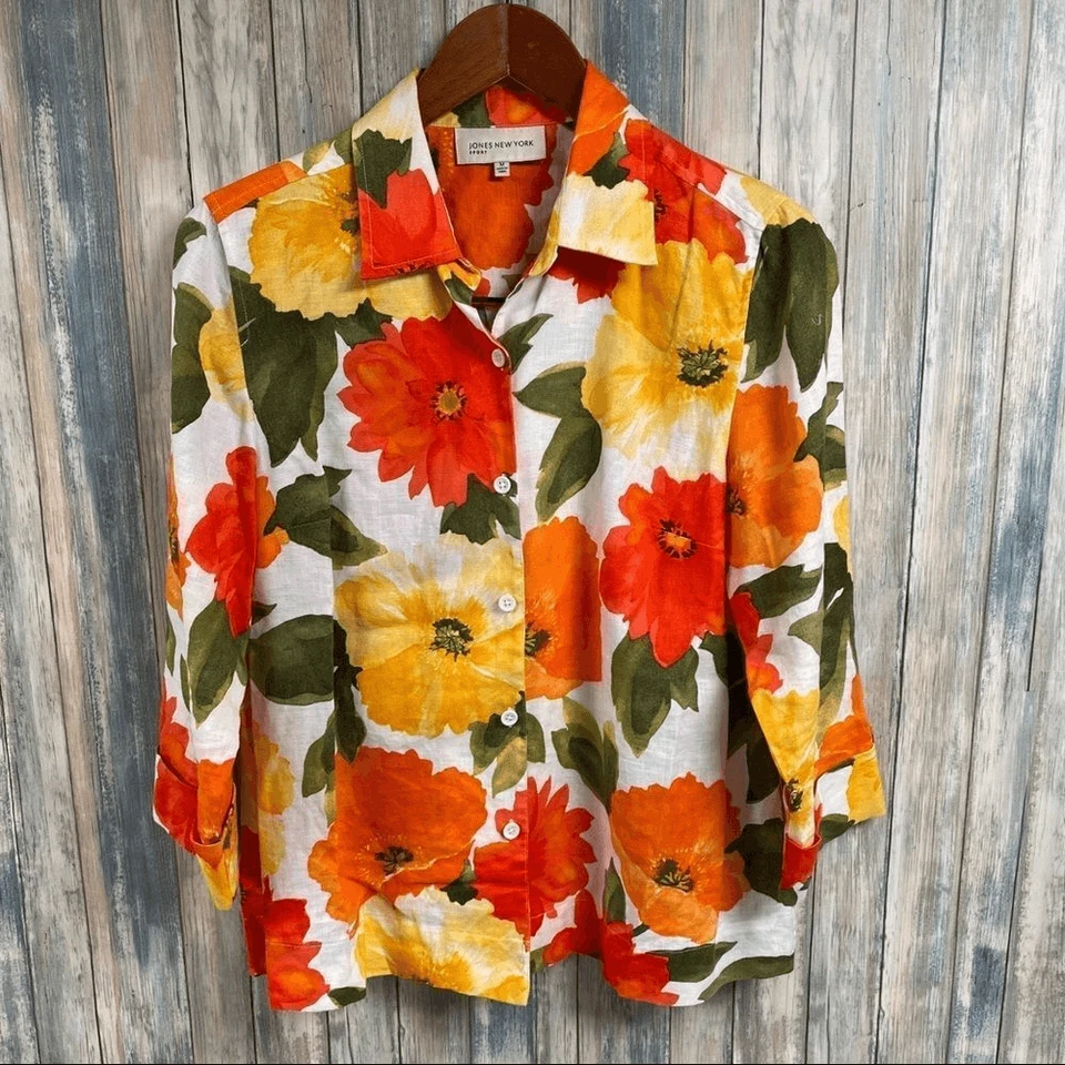 Jones New York Linen Top sz Medium # A782 - Image 3 of 4