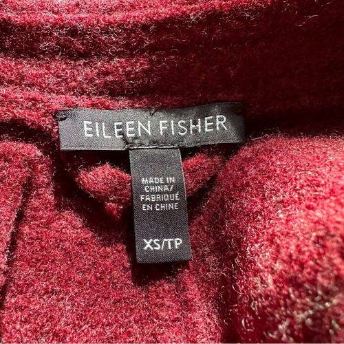 Eileen Fisher Wool Moto Jacket Maroon XS Asymmetrical Front Zip - Picture 10 of 10
