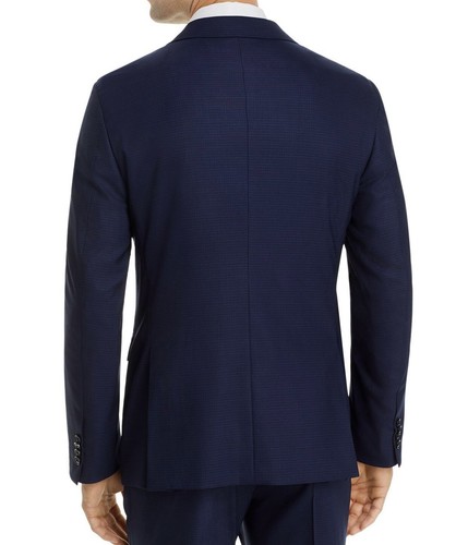JOHN VARVATOS STAR USA Bleecker Micro-Check Slim Fit Anzugjacke, Navy, Größe 46R - Bild 3 von 9