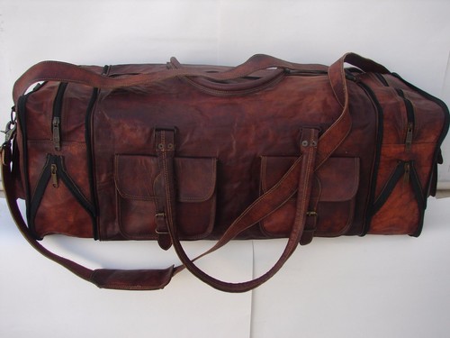 Leder Reisetasche Seesack Weekender groß Seesack Fitnessstudio Übernachtung Handgepäck - Bild 4 von 8